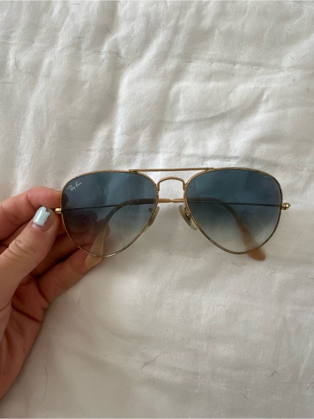 Ray-Ban Gold Frame Aviators with Blue Gradient Lenses